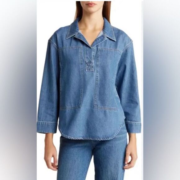 NEW Madewell Do Well Denim Popover Top XXS NWT - Picture 1 of 12